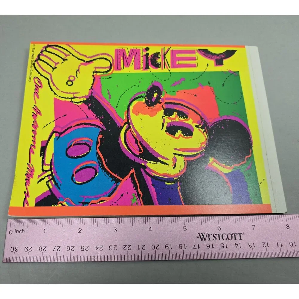 Vintage Mickey Mouse Mead Disney Electric Stationery Pad Neon Pop Art  90s